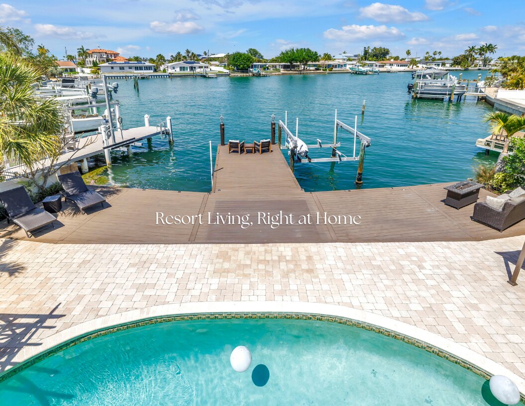 Dock and protected cove at the waterfront home